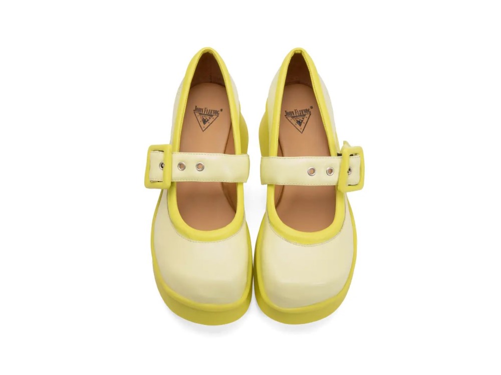 John Fluevog Delight - Yellow | Classic Mary Janes with Puffy Strap