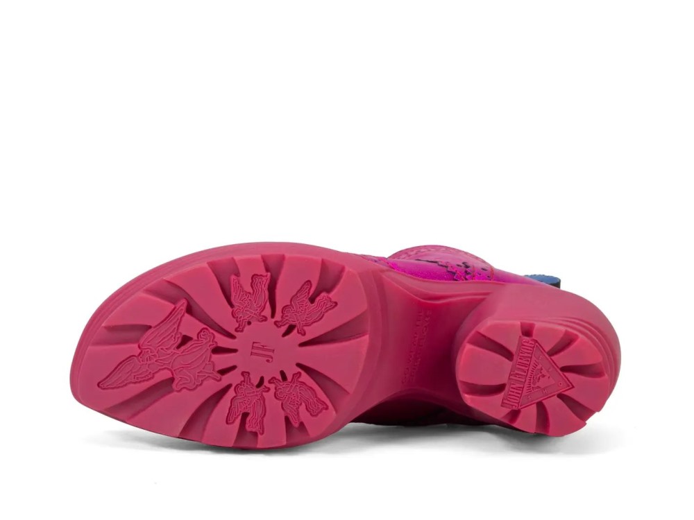 John Fluevog Bebop - Metallic Magenta | Metallic Mid Heel Brogue Boots