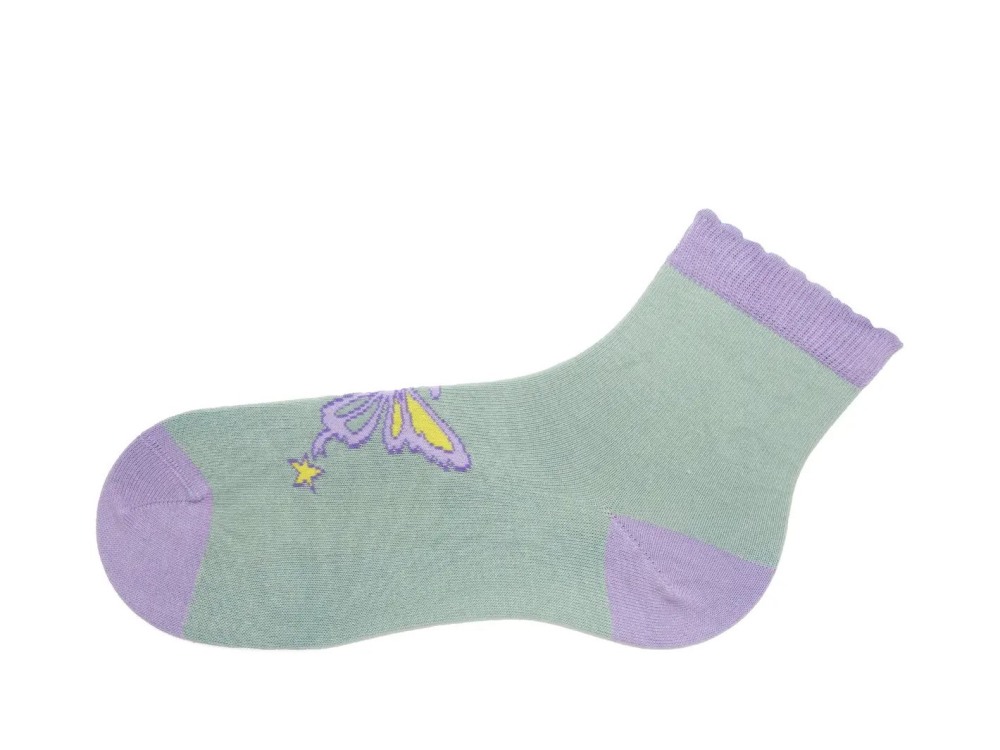 John Fluevog BonBon - Sage/Purple | Scallop Cuff Socks