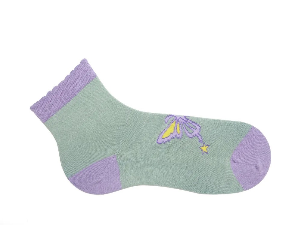 John Fluevog BonBon - Sage/Purple | Scallop Cuff Socks