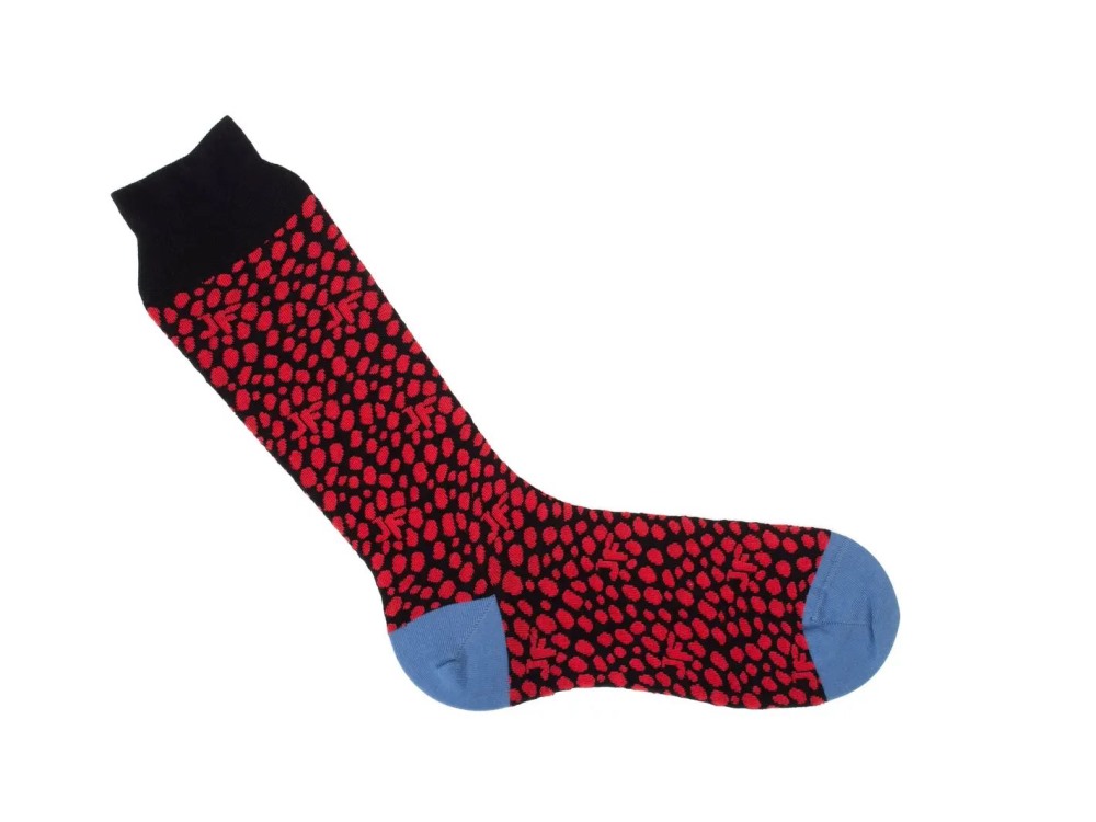 John Fluevog Coby - Black/Red | Socks with Dotted Design