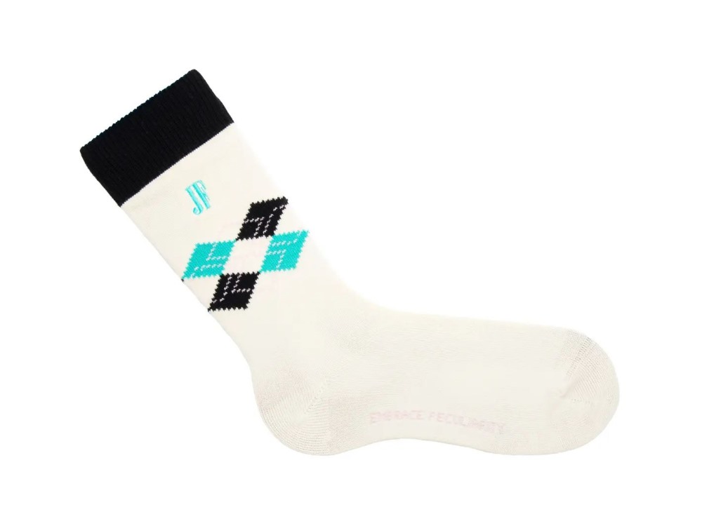 John Fluevog Argyle Vog Socks - Cream/Black | Argyle Socks