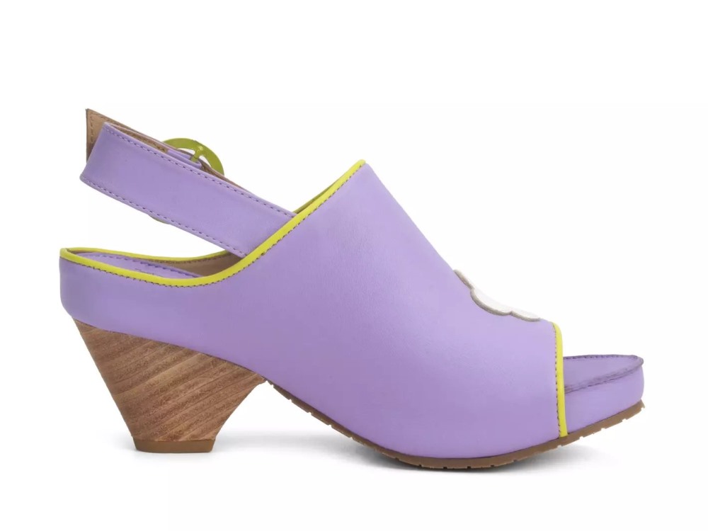 John Fluevog Christy - Purple | Slingback Sandals with Appliqué