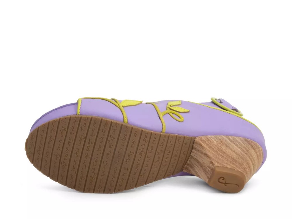 John Fluevog Christy - Purple | Slingback Sandals with Appliqué