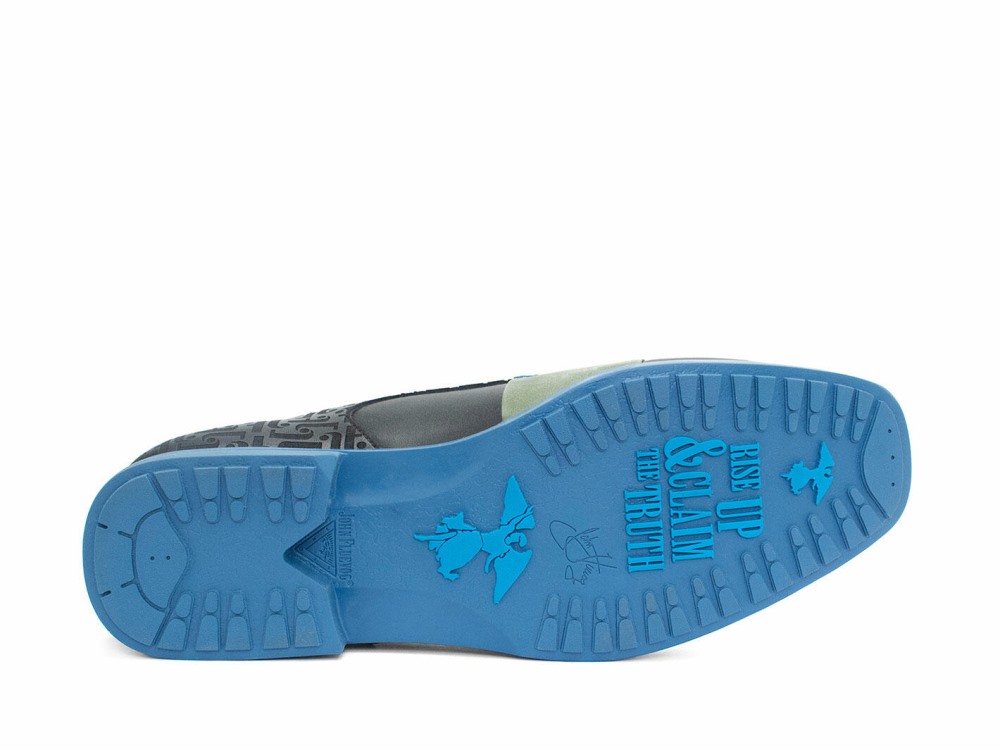 John Fluevog Fuller - Blue/Green/Black | Colourblock Lace-Up Shoes