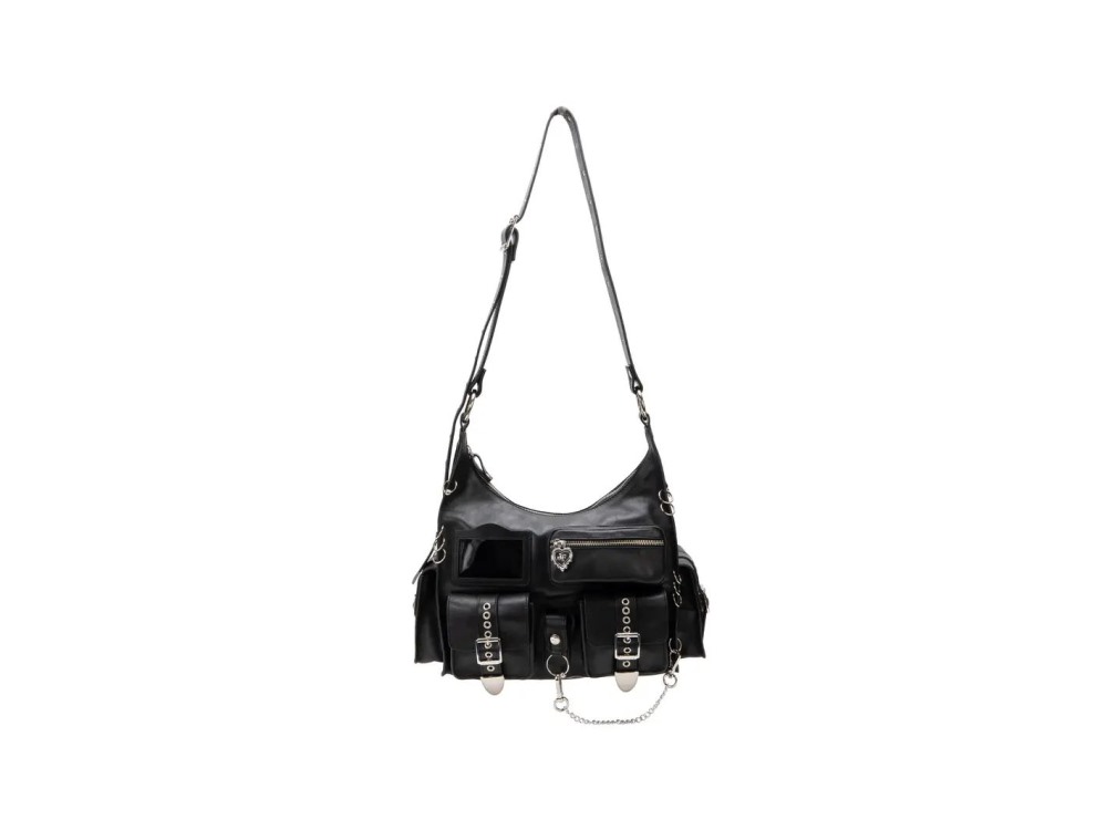 John Fluevog Anna Gothic - Black | Shoulder Bag With Metal Hardware