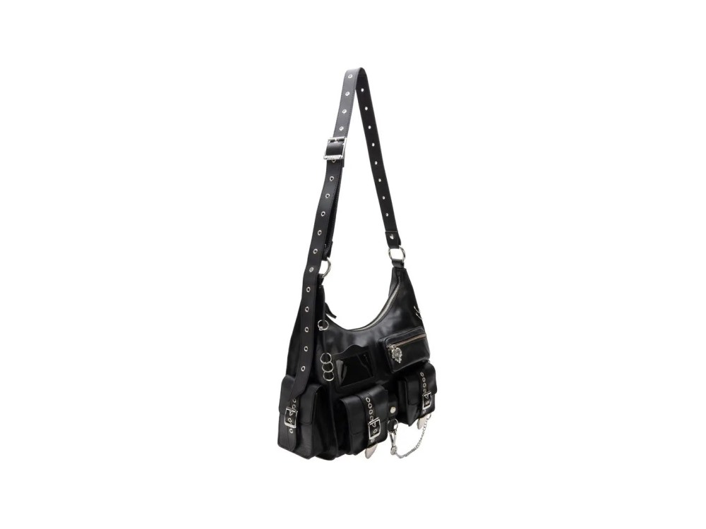 John Fluevog Anna Gothic - Black | Shoulder Bag With Metal Hardware