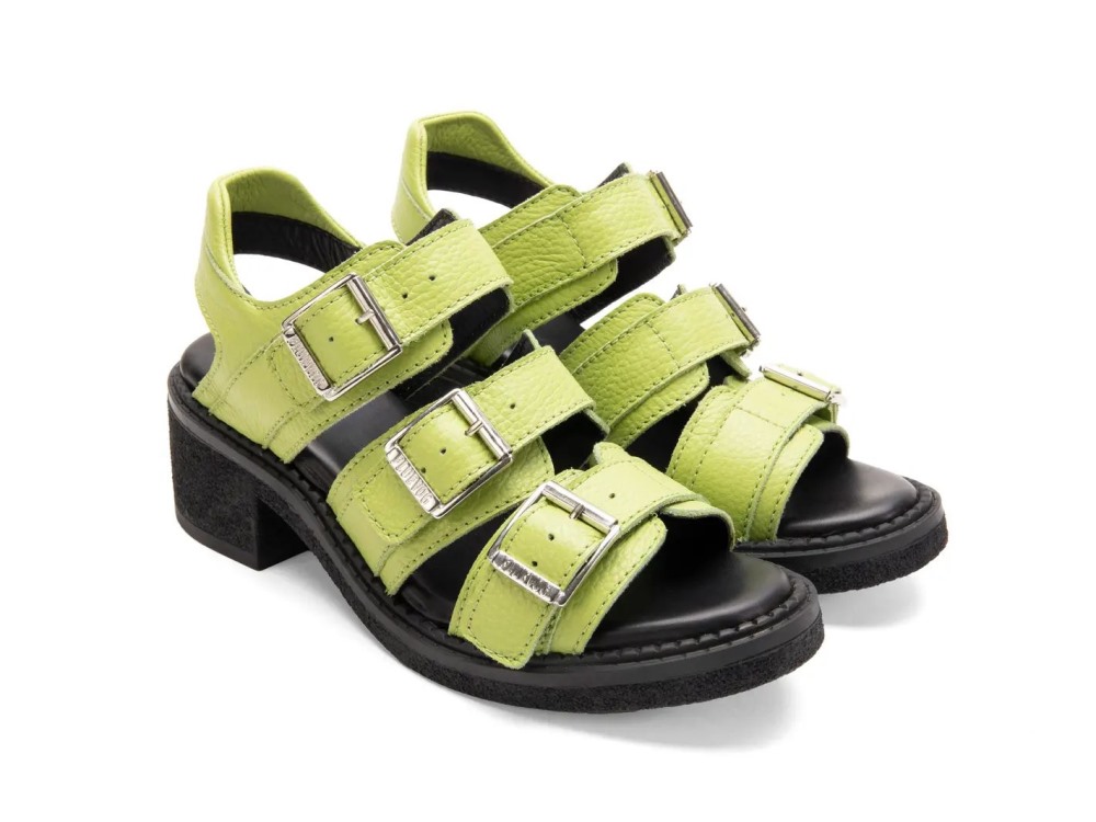 John Fluevog Dawdler - Green | Triple-Strap Slingback Sandals