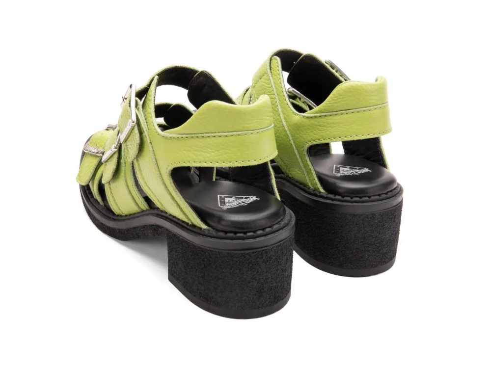 John Fluevog Dawdler - Green | Triple-Strap Slingback Sandals