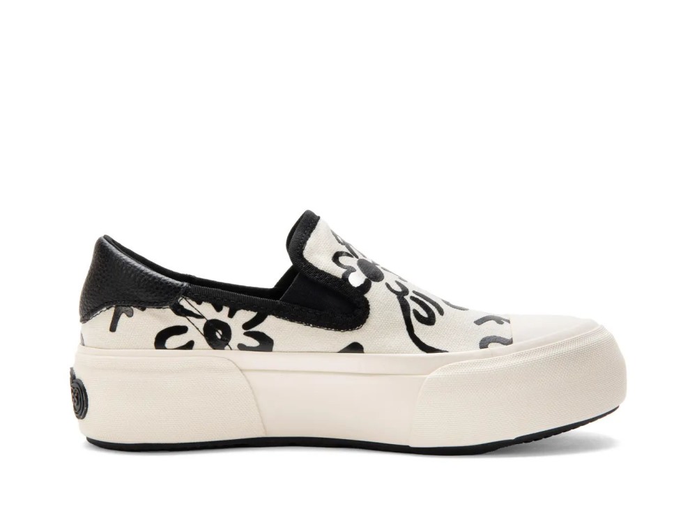 John Fluevog Willett - Cream/Floral Vegan | Casual Slip-On Shoes