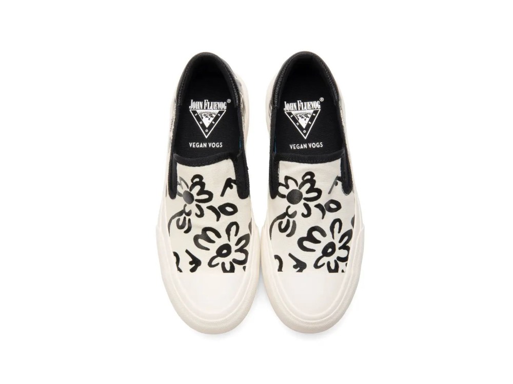 John Fluevog Willett - Cream/Floral Vegan | Casual Slip-On Shoes
