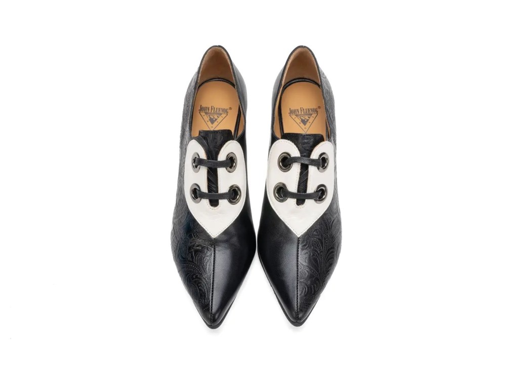 John Fluevog Stellaris - Black | Elegant Lace-Up Heels