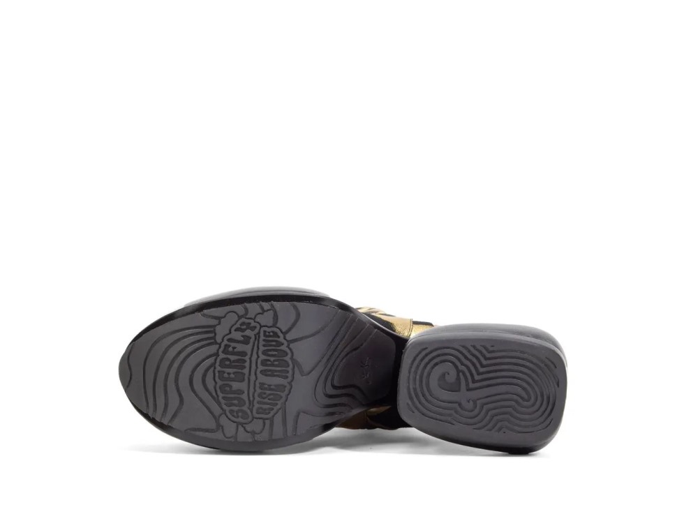 John Fluevog Strut - Black/Gold | Tall Platform Boots