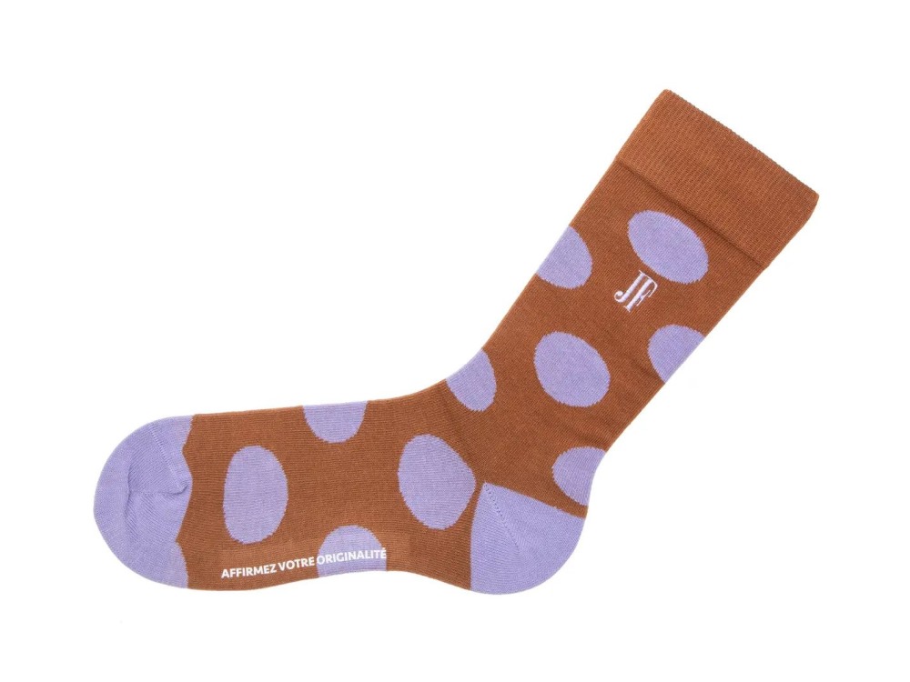 John Fluevog Pipo Vog Socks - Brown/Purple | Polka Dot Socks
