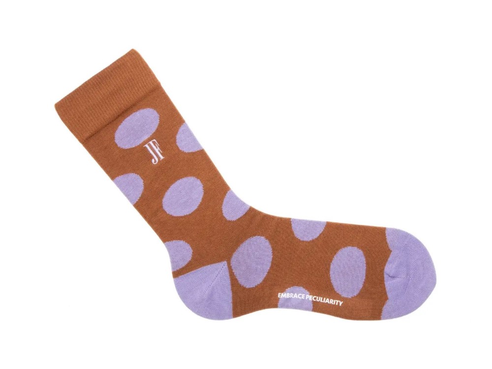 John Fluevog Pipo Vog Socks - Brown/Purple | Polka Dot Socks