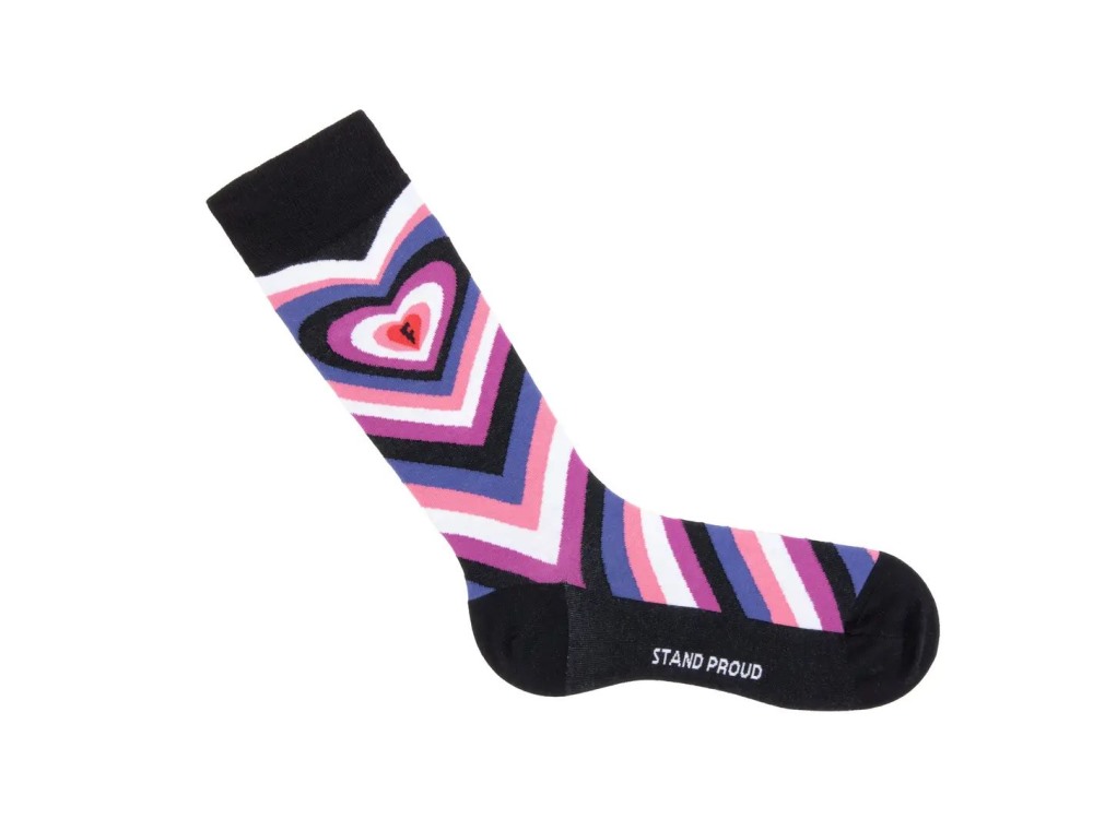 John Fluevog Baobao Vog Socks - Black/Purple | Radiating Heart Socks