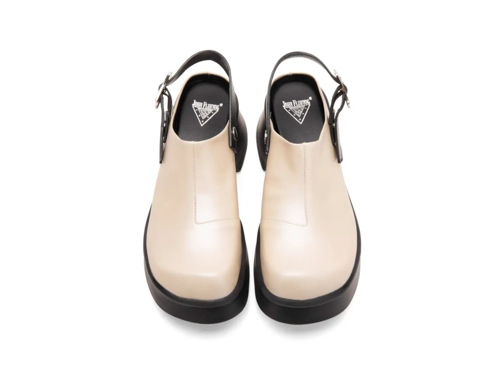 John Fluevog Cohesion - Beige | Mule With Rotating Strap