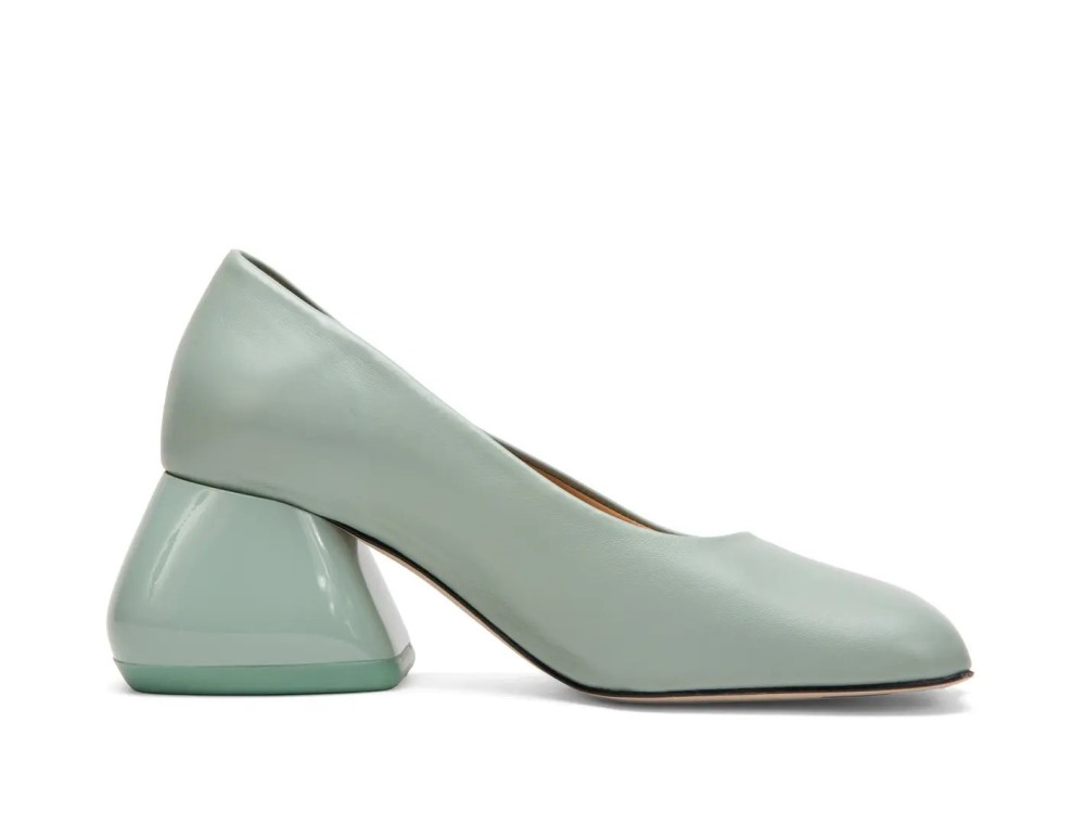 John Fluevog Bells - Sage | Heels with Soft Curved Toe