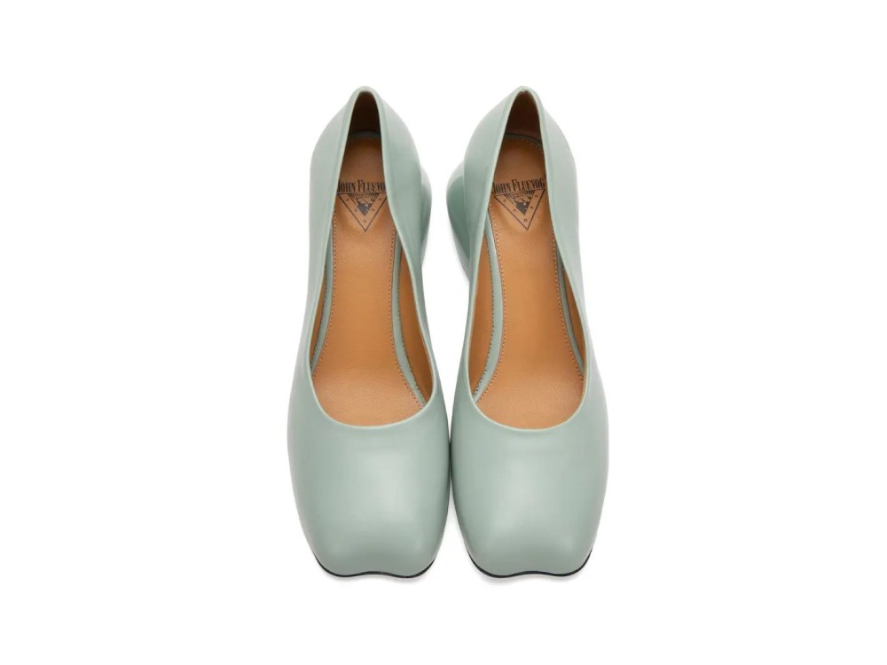John Fluevog Bells - Sage | Heels with Soft Curved Toe