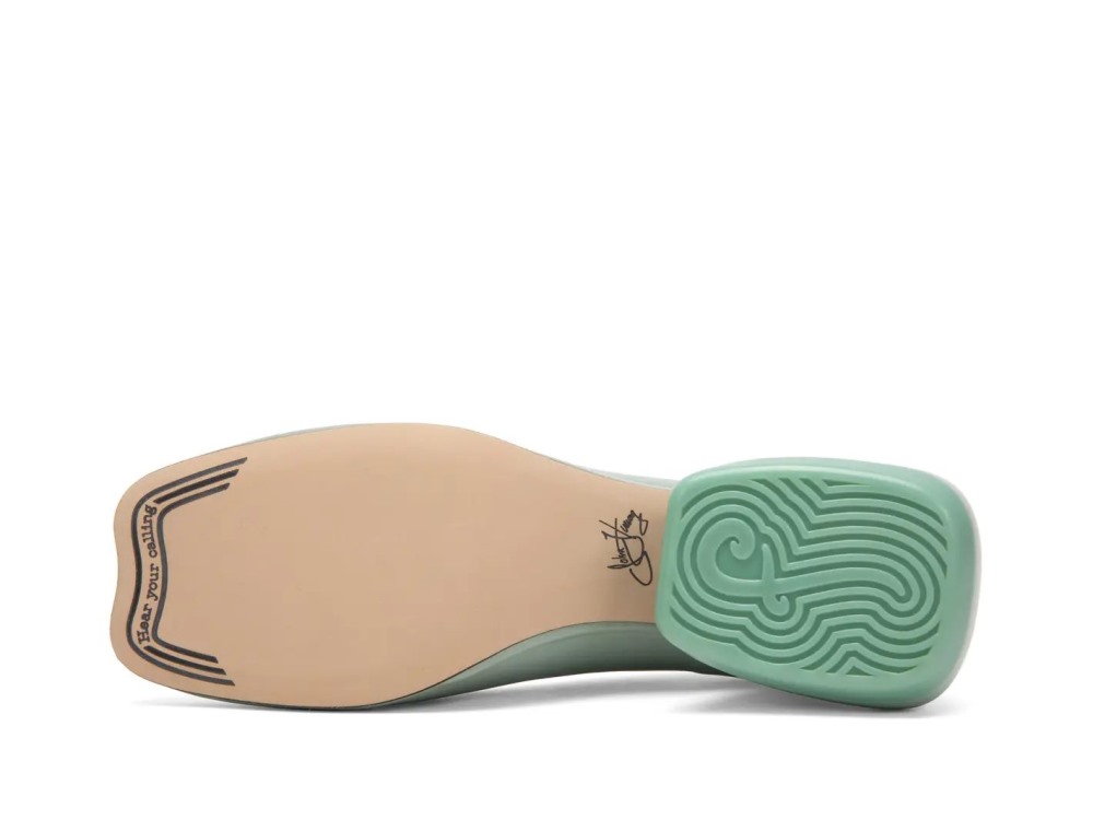 John Fluevog Bells - Sage | Heels with Soft Curved Toe