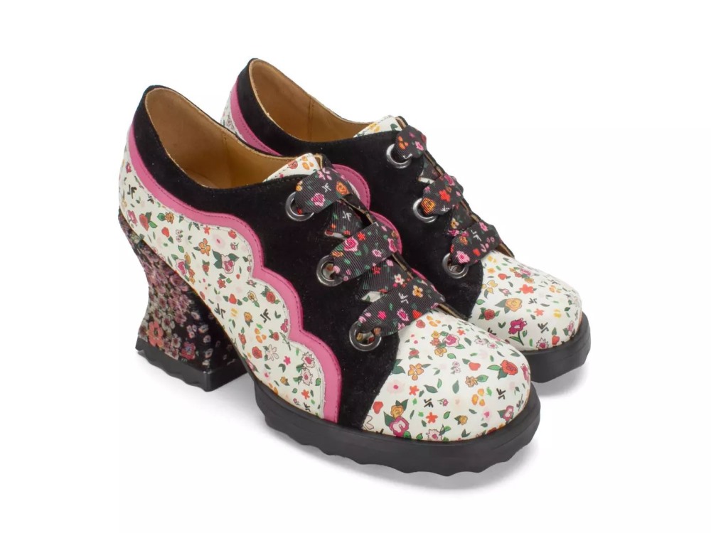 John Fluevog Fermare - Ditsy Floral | Scalloped Lace-Up Heels