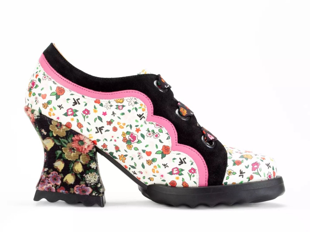 John Fluevog Fermare - Ditsy Floral | Scalloped Lace-Up Heels