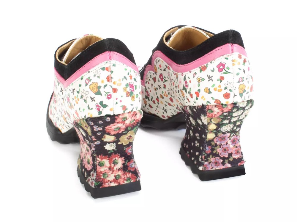 John Fluevog Fermare - Ditsy Floral | Scalloped Lace-Up Heels