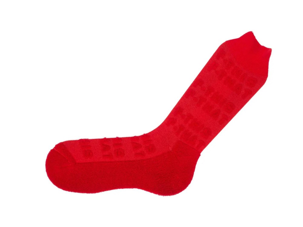 John Fluevog Leo - Red | Textured Socks with Raised Lettering