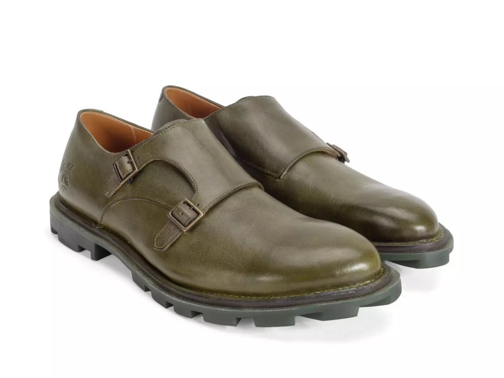 John Fluevog Collingtree - Green | Classic Double Monk Straps