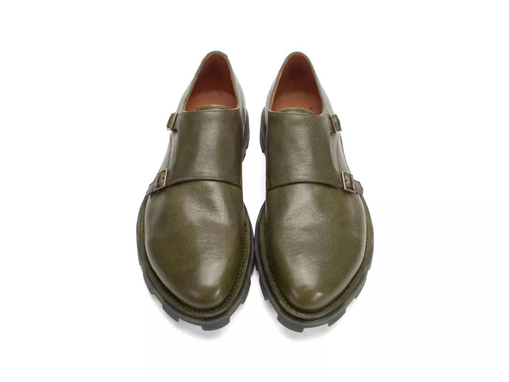 John Fluevog Collingtree - Green | Classic Double Monk Straps