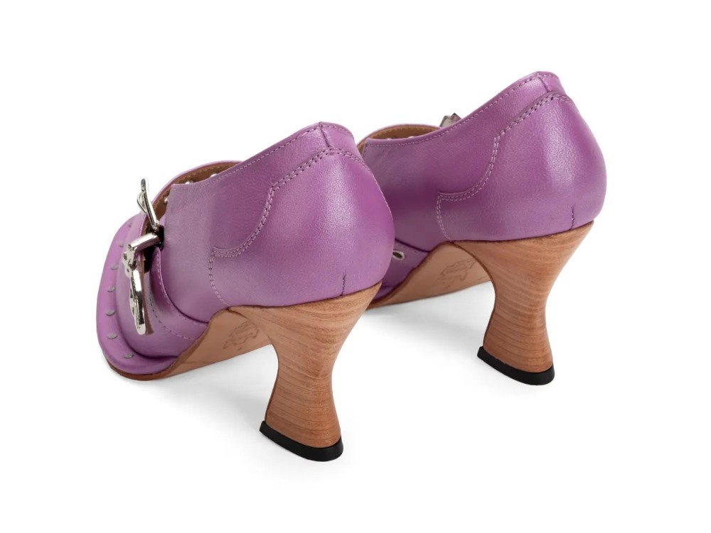 John Fluevog Lara - Pearlized Purple | Western Mary Jane Heels