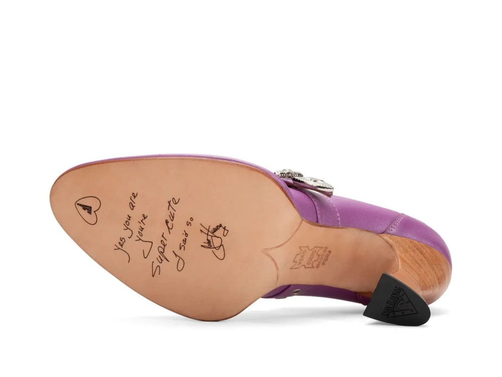 John Fluevog Lara - Pearlized Purple | Western Mary Jane Heels