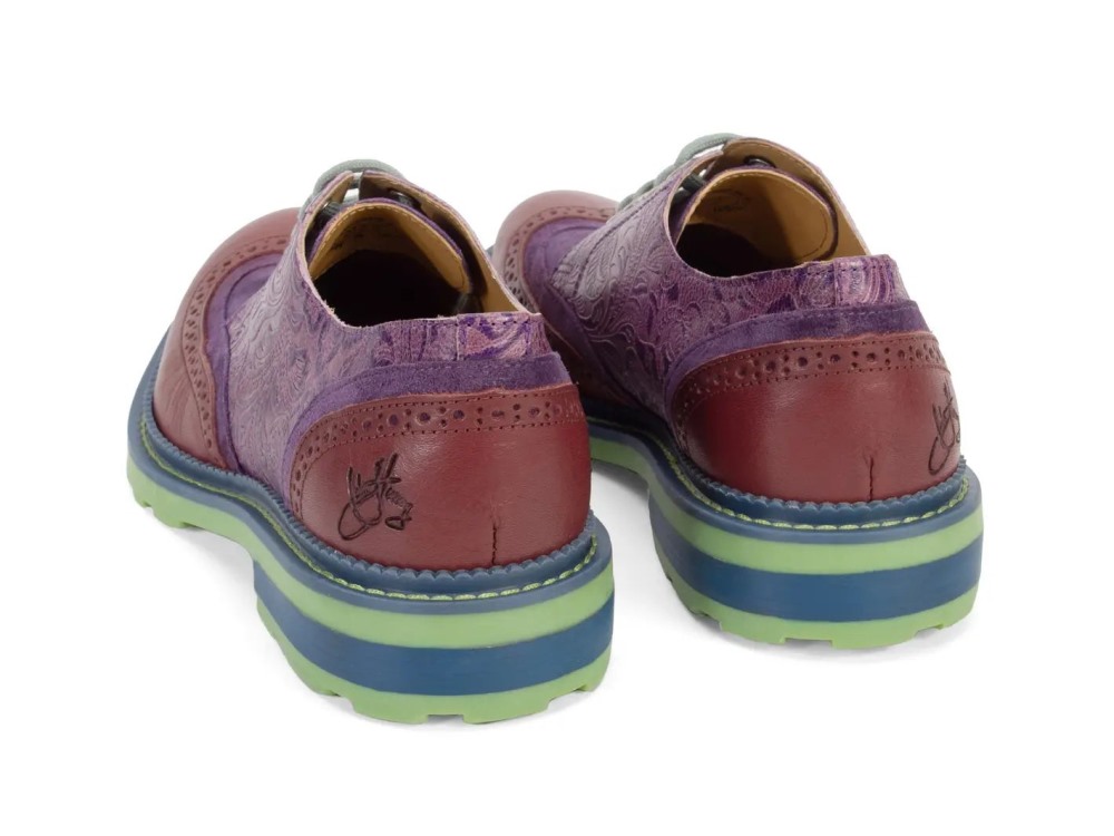 John Fluevog Nathaniel - Purple/Green/Brown | Double Wingtip Derby Shoes