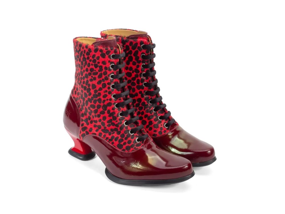 John Fluevog Amrita - Red | Lace-Up Mid-Calf Boots