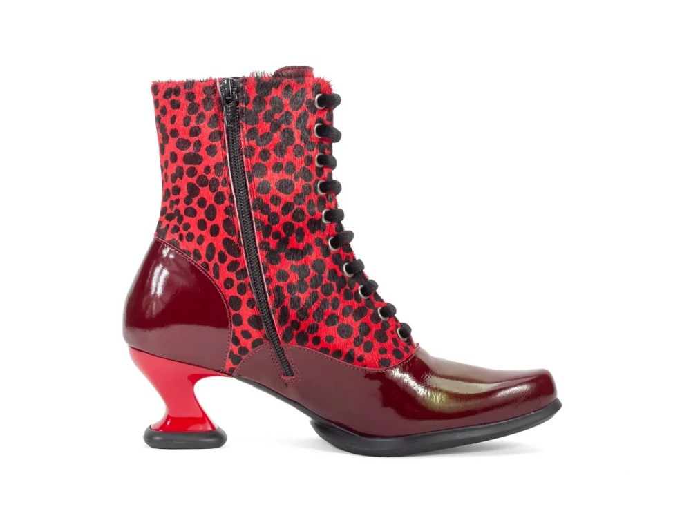 John Fluevog Amrita - Red | Lace-Up Mid-Calf Boots