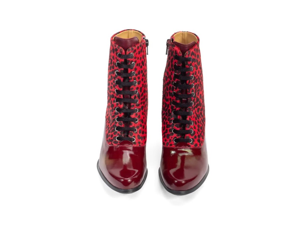 John Fluevog Amrita - Red | Lace-Up Mid-Calf Boots
