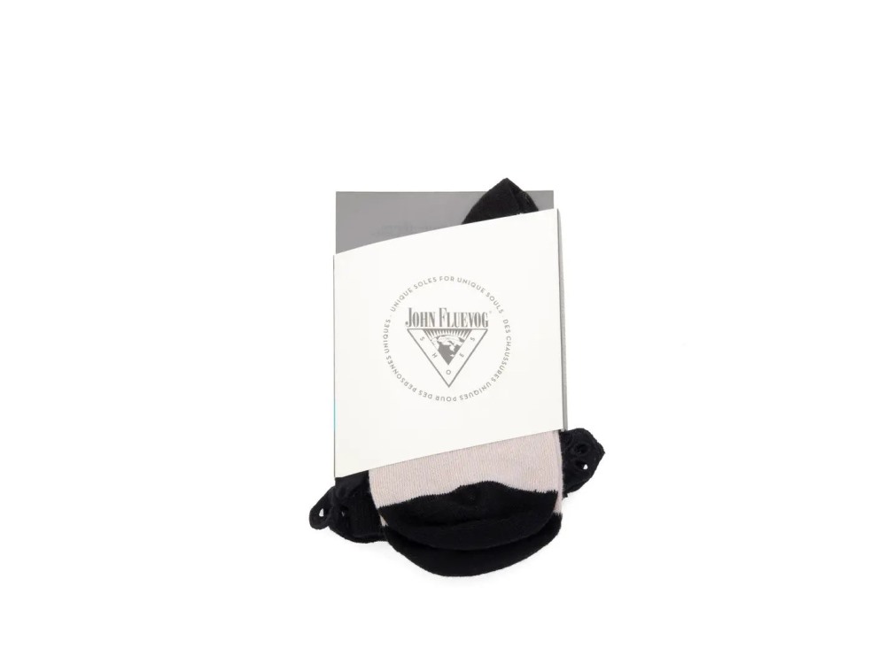 John Fluevog Ashley Lynn Vog Socks - Beige/Black | Cute Lace Cuff Socks