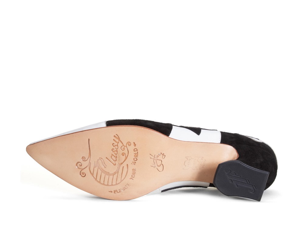 John Fluevog Kaija - Black/Bone | Loafer Heels with Hearts