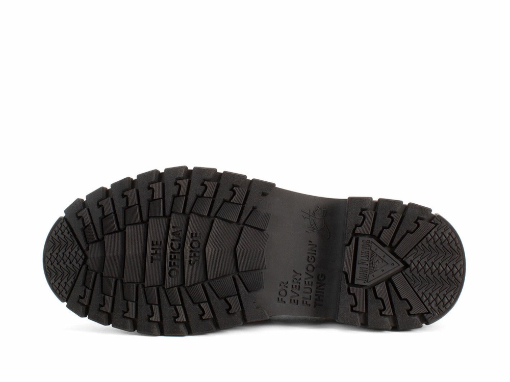 John Fluevog Linggo - Black | Leather Loafers with Molded Logo