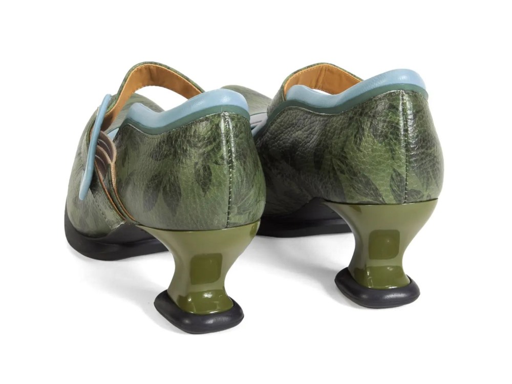 John Fluevog Leonora - Green Floral | Mary Jane Heels