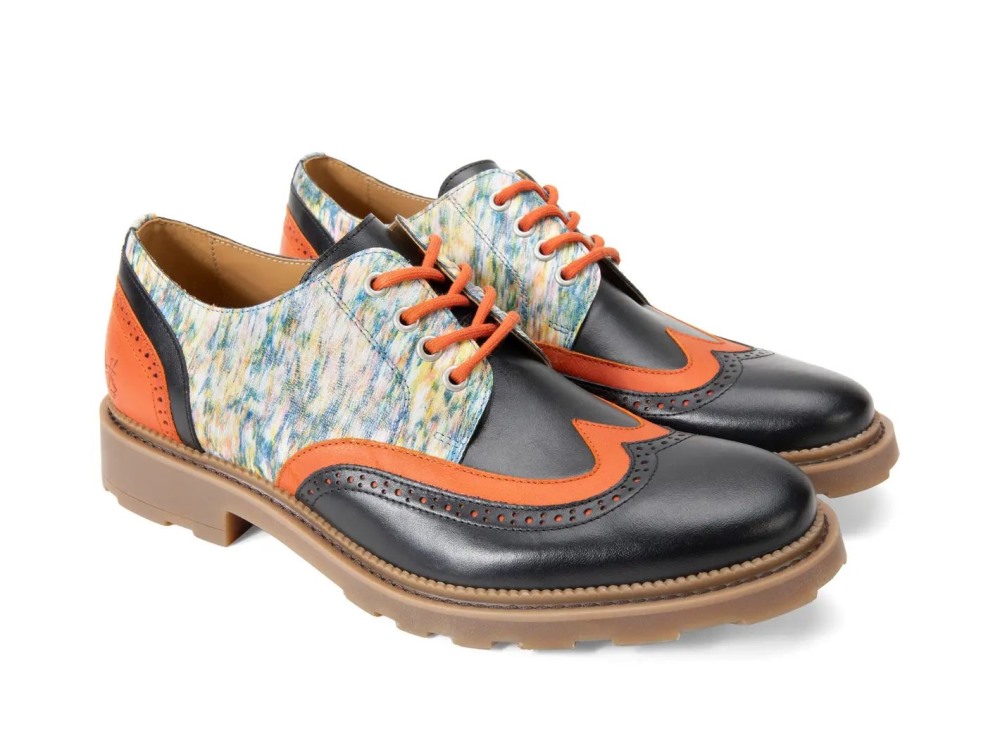 John Fluevog Nathaniel - Multi/Black/Orange | Double Wingtip Derby Shoes