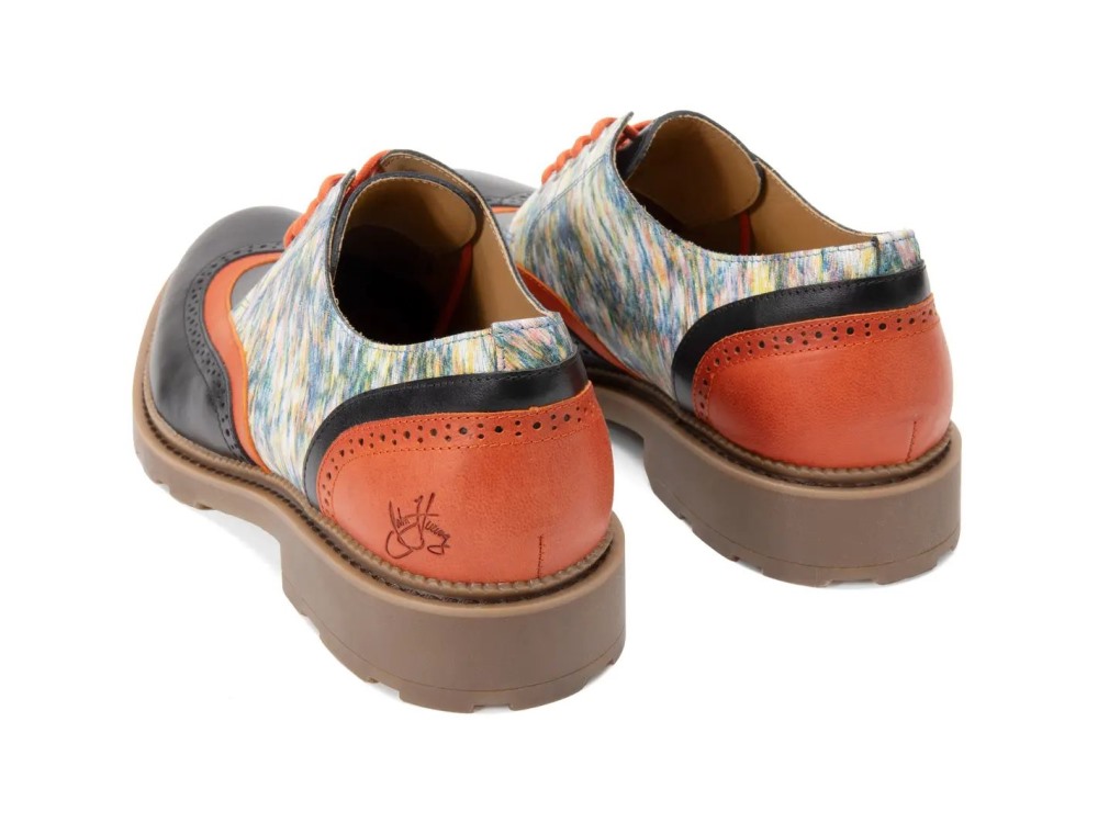 John Fluevog Nathaniel - Multi/Black/Orange | Double Wingtip Derby Shoes
