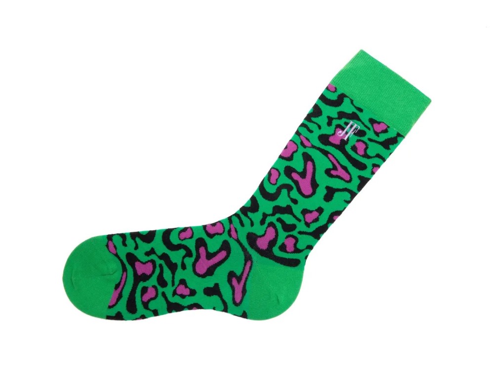 John Fluevog Walter Carl Vog Socks - Green/Purple | Swirly Blob Socks
