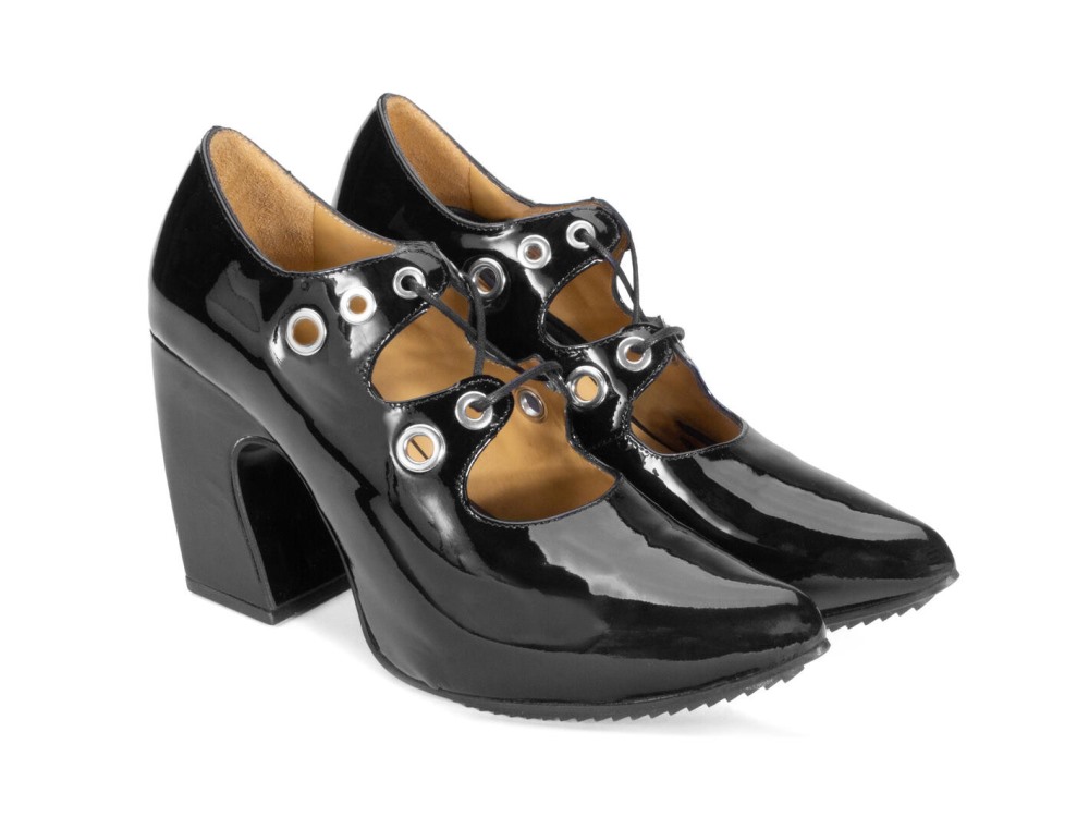 John Fluevog Monza - Black | Platform Heels with Laces