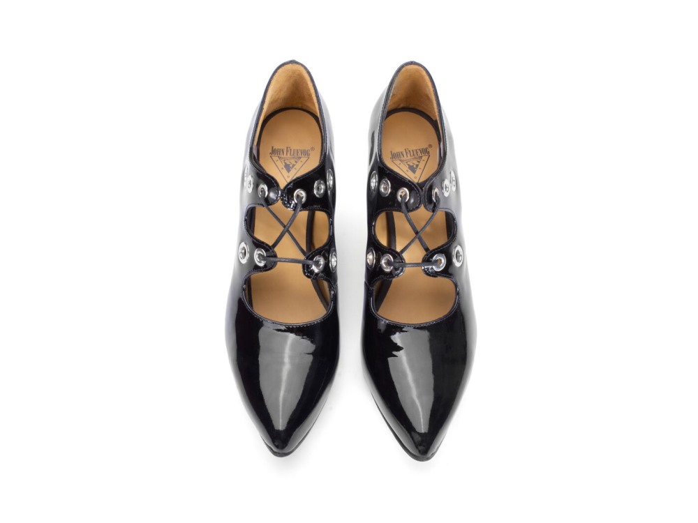 John Fluevog Monza - Black | Platform Heels with Laces