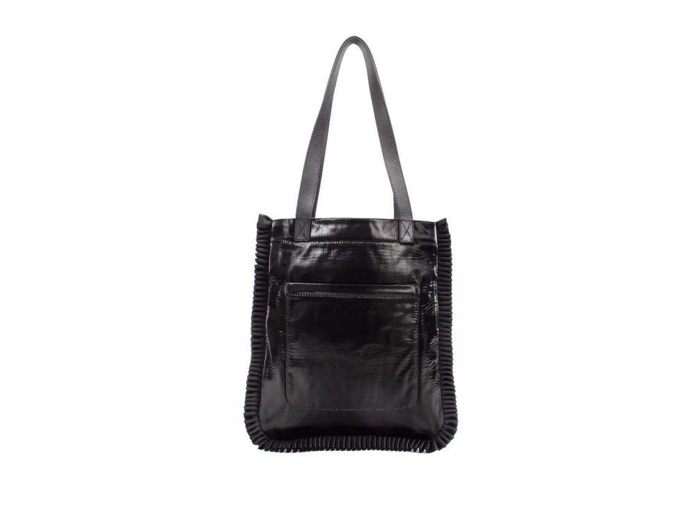 John Fluevog Tiffany - Black | Ruffle tote bag with removable pouch