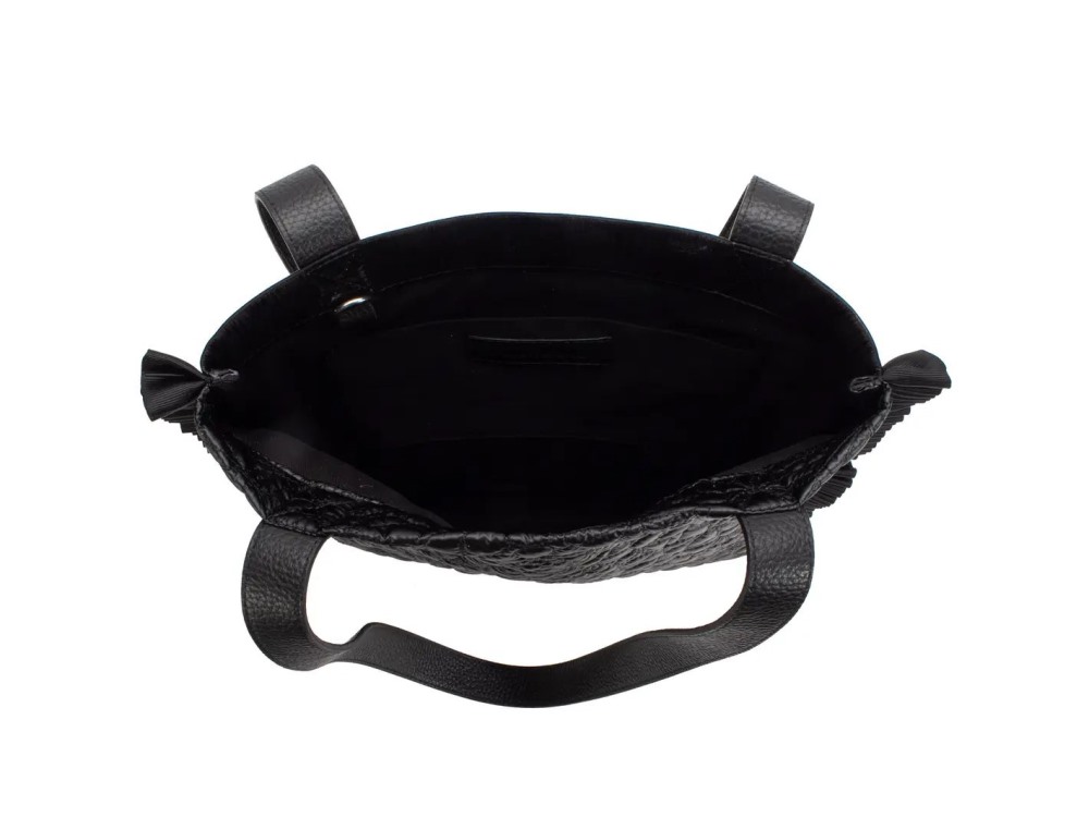 John Fluevog Tiffany - Black | Ruffle tote bag with removable pouch