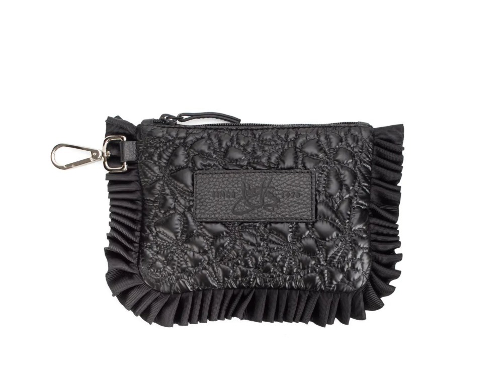 John Fluevog Tiffany - Black | Ruffle tote bag with removable pouch