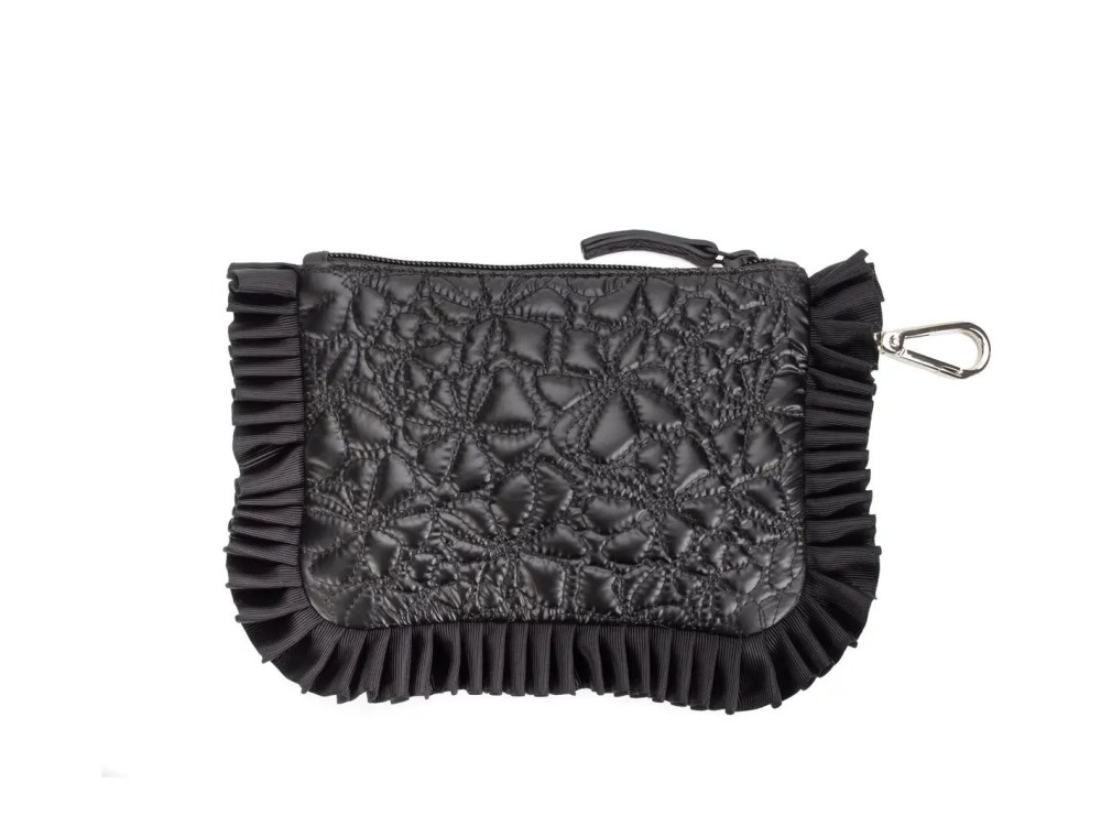 John Fluevog Tiffany - Black | Ruffle tote bag with removable pouch