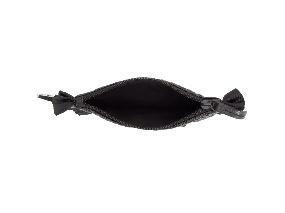 John Fluevog Tiffany - Black | Ruffle tote bag with removable pouch